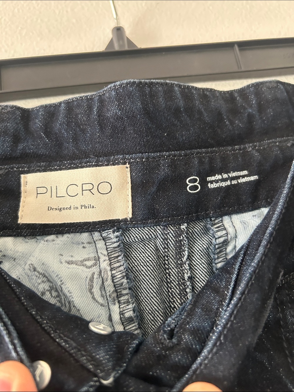 Pilcro Dark Blue Denim Midi Skirt with Waist Tie - Picture 3 of 5